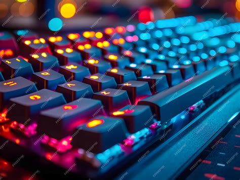 Premium Photo | Neon keyboard illuminated keyboard rgb keyboard