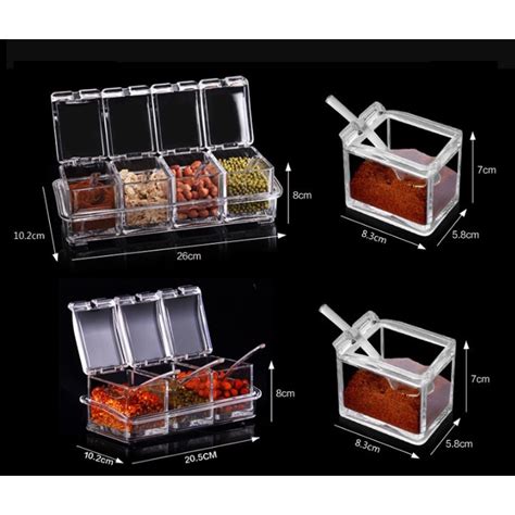 Kit Porta Condimento De Alimentos Temperos Crystal Seasoning Box