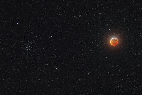 Eclipsed Moon Beside The Beehive Star Photograph By Alan Dyer Fine