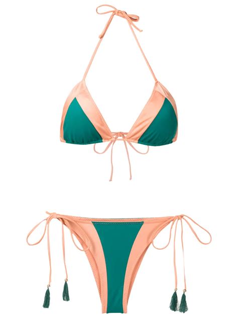 Brigitte Two Tone Triangle Bikini Set Green Farfetch