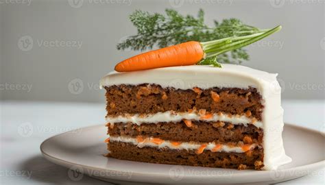 AI Generated A Slice Of Carrot Cake On A Plate 36570810 Stock Photo At