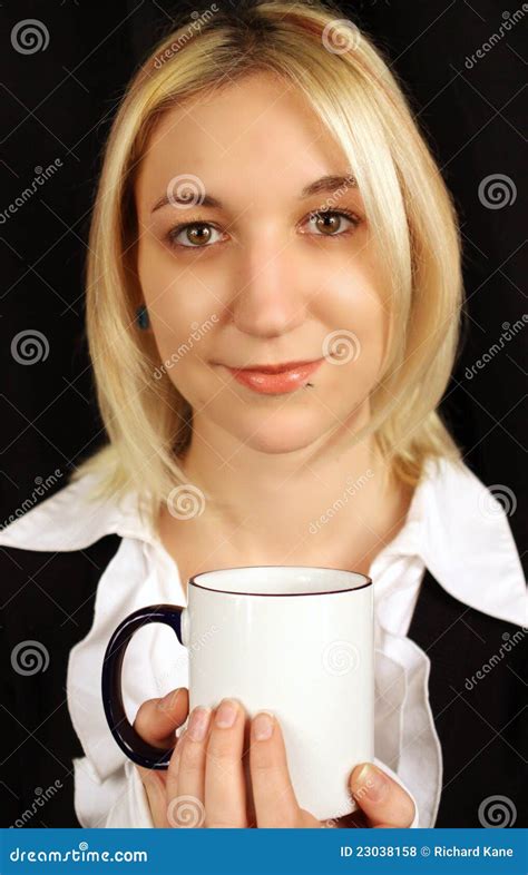 Beautiful Blonde Lady Morning Coffee Stock Photo Image Of Attractive