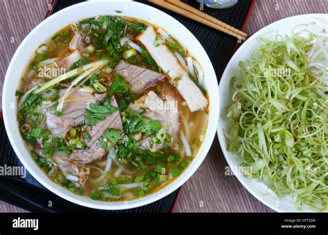 Bun Bo Hue Is Popular Vietnamese Soup Contain Rice Vermicelli Bun And