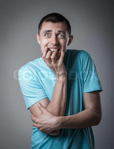 young man scared stock image colourbox