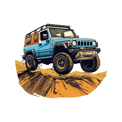 A Blue Jeep Cartoon Vector Premium Ai Generated Vector