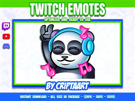 Panda Disco Jam Twitch Emote Bear Headphone Emoji Music Kawaii Cute