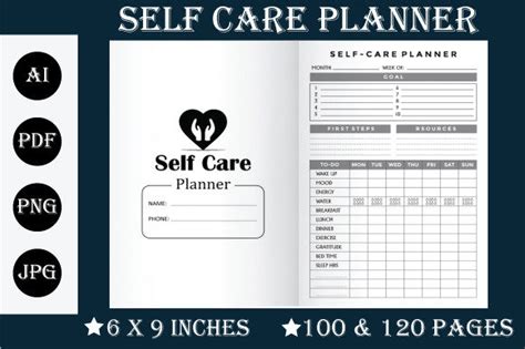 Self Care Planner KDP Interior Graphic By RubyArt Creative Fabrica