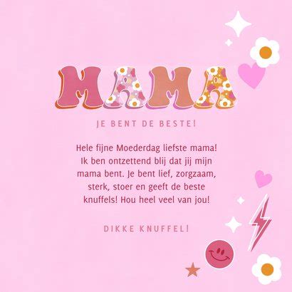 Hippe Groovy Moederdag Kaart Liefste Mama Kaartje Go