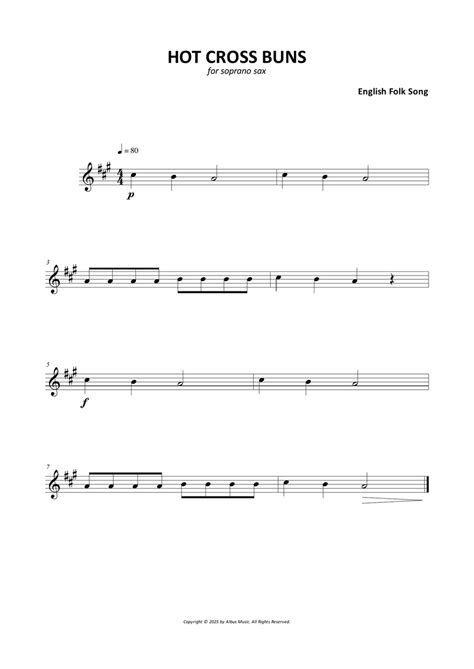 Hot Cross Buns By English Folk Song Soprano Saxophone Saxophone Solo Beginning Digital