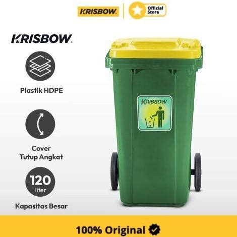 Jual Krisbow Dust Bin Tempat Sampah Plastik New Eco 120 Ltr Hijau