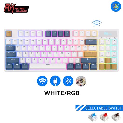 Royal Kludge Rgb Triple Mode Bt G Usb C Hot Swappable Mechanical Keyboard Keys Rk