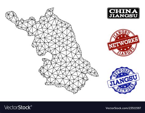 Polygonal Network Mesh Map Of Jiangsu Royalty Free Vector