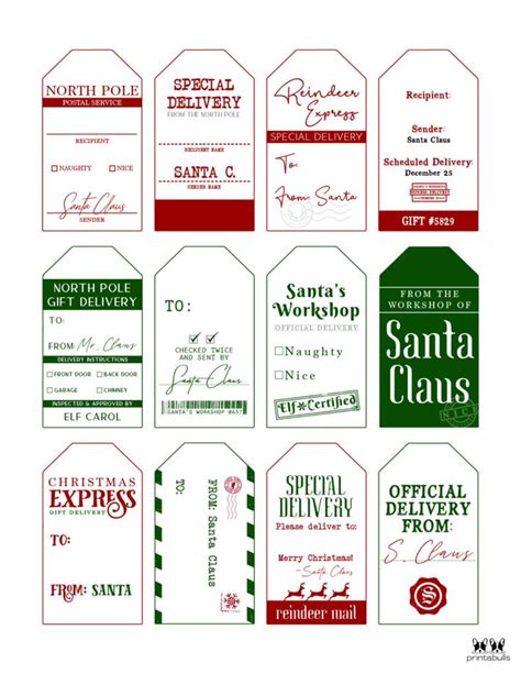 Santa Gift Tags 80 Free Printable Tags Labels Printabulls Santa