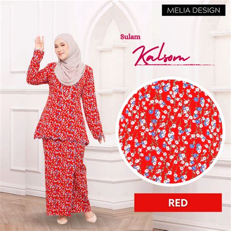 By Melia Design Baju Hot Raya Kedah Kalsom Moden Sulam Biku Cotton