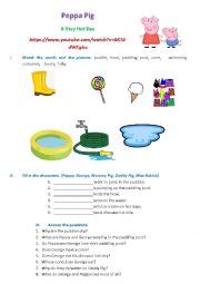 Peppa Pig A Very Hot Day Esl Worksheet By Nina Rjabukha