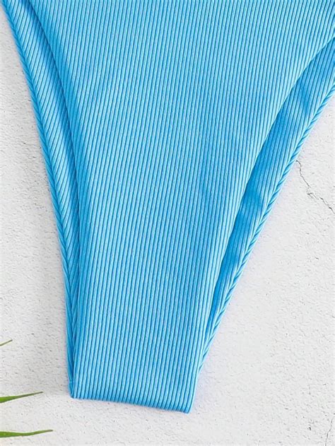 Soly Hux Womens Metallic Halter Top Two Piece Swimsuit Tie Side Triangle Thong Bikini Bathing