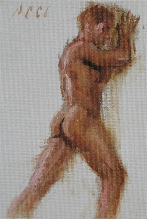 Pushing Through Male Nude Oil Painting Daniel Peci Fine Art