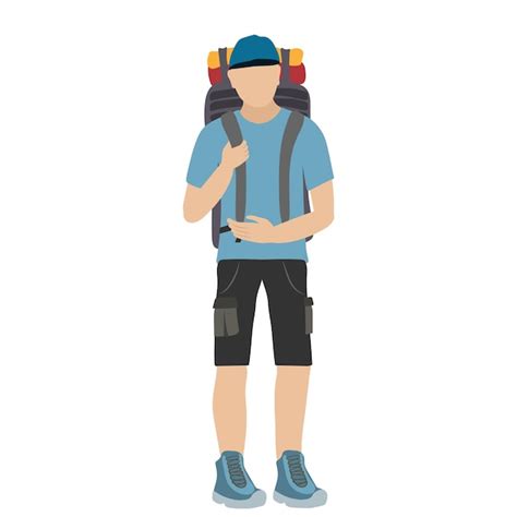 Premium Vector Tourist With A Large Backpack Active Lifestyle Vector