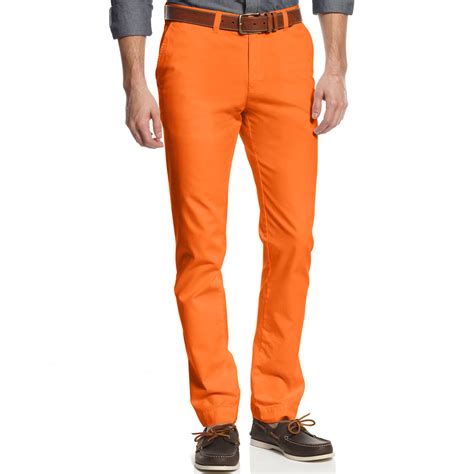 Tommy Hilfiger Slim Fit Graduate Chino Pants In Orange For Men Lyst