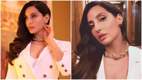 Nora Fatehis Mini Blazer Dress And Bold Make Up Look Screams Sultry