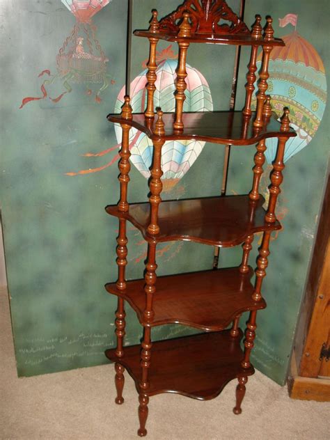 Antique Victorian 5 Tier Stand Shelf Curio Display 54 Tall Mahogany