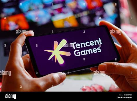 In this photo illustration, the Tencent Games logo is displayed on a ...