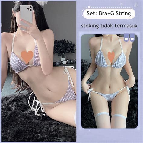 Jual Lingerie Sexy Hot Open G String Ukuran Jumbo Tali Deep V Bra Set Lingerie B A Shopee