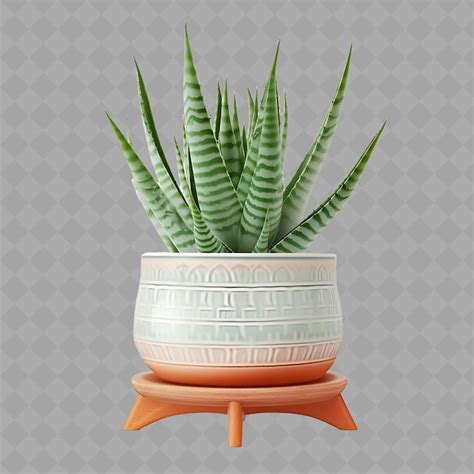 Z Aloe Vera In Ceramic Pot On Ceramic Stand With Color Green A