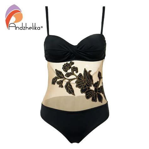Cheap Price Andzhelika Bikini Push Up Swimwear New Sexy Floral Mesh One Piece Swimsuit