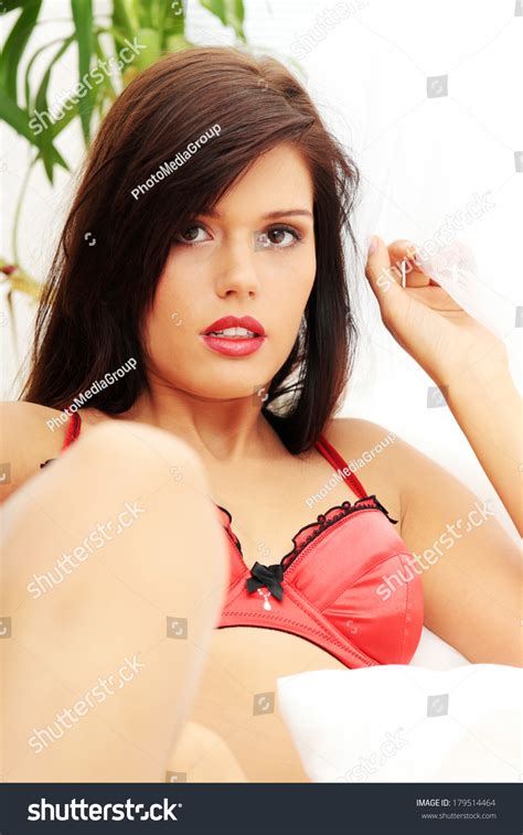 Sexy Lady Red Lingerie Isolated On Stock Photo 179514464 Shutterstock