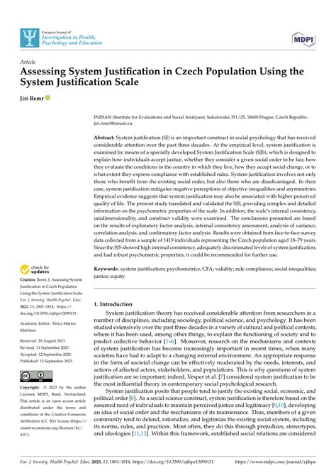 Pdf Assessing System Justification In Czech Population Using The