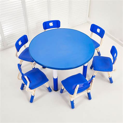 Fireproof Board Six Person Round Table Plastic Lifting Feet Fireproof