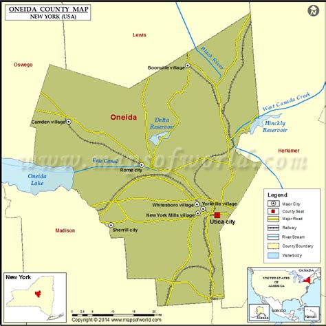 oneida county map map  oneida county  york