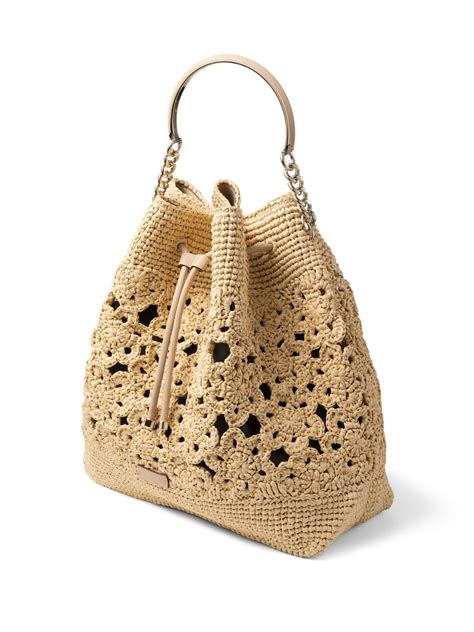 Jimmy Choo Borsa A Secchiello Bon Bon All Uncinetto Toni Neutri