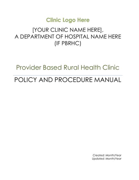 Provider Based Rural Health Clinic Policy And Procedure Manual