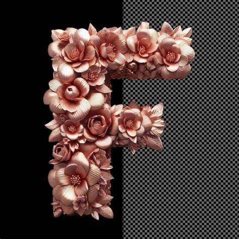 Floral Gilded Script Single 3D Rose Gold Letter In Transparent Splendor