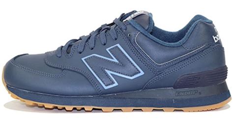 New Balance 574 Classic Leather Navy Sneakers In Blue For Men Lyst