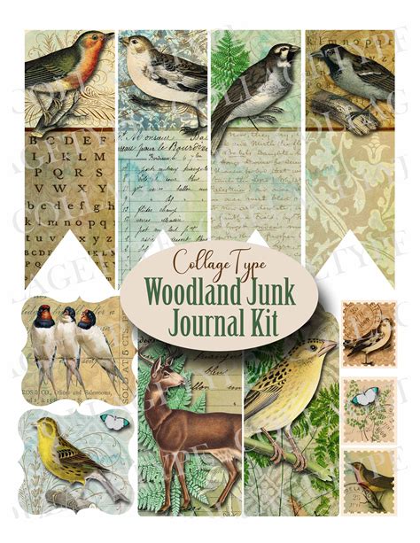 Woodland Junk Journal Animals Ephemera Digital Download 30 Etsy