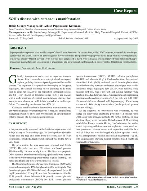 Pdf Weils Disease With Cutaneous Manifestation