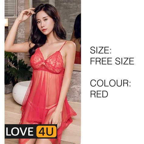 Love Uquality Women Sexy Lingerie Lace Transparent Dress Baju Seksi Mengoda G String Intimate