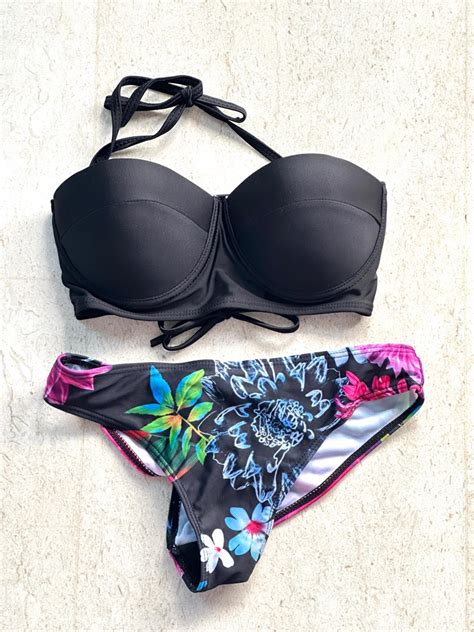 Brazilian Black Bandeau Bra Bikini Set Women S Fashion Swimwear