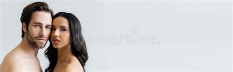 Shirtless Man And Brunette Woman Looking Stock Photo Image Of Beautiful Lovers