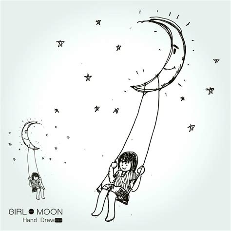 girl swinging   moon  vector art  vecteezy