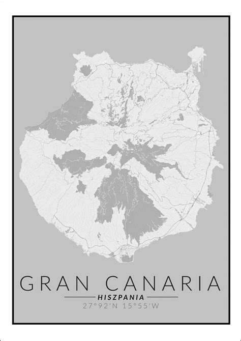 Galeria Plakatu Gran Canaria mapa czarno biała 61x91 5 cm Galeria