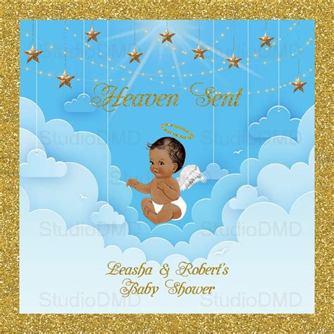 Welcome Baby Sign Or Backdrop Boy Baby Shower Heaven Sent Etsy