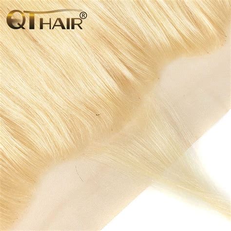 QTHAIR 12A 613 Russian Blonde Lace Frontal 16in 100 Human Hair Body Wave For Black Women