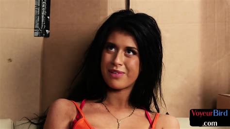 Voyeur Busty Babe In High Heels Teases Guy Who Jerks On Her