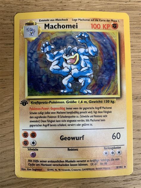 Machamp Machomei Pokemon Card Base Set St Ed Rare Holo