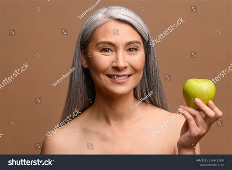 Greyhaired Beautiful Middleaged Asian Woman Naked Stock Photo Shutterstock