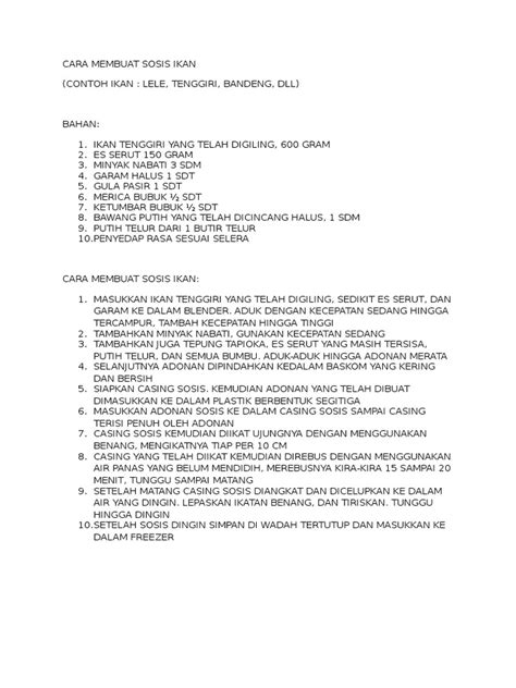 Cara Membuat Sosis Ikan Pdf Memasak Makanan And Anggur
